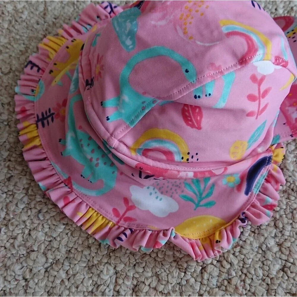 F&F Pink dinosaur Rainbow Summer Sun Cap Hats - Girls 3-4 years